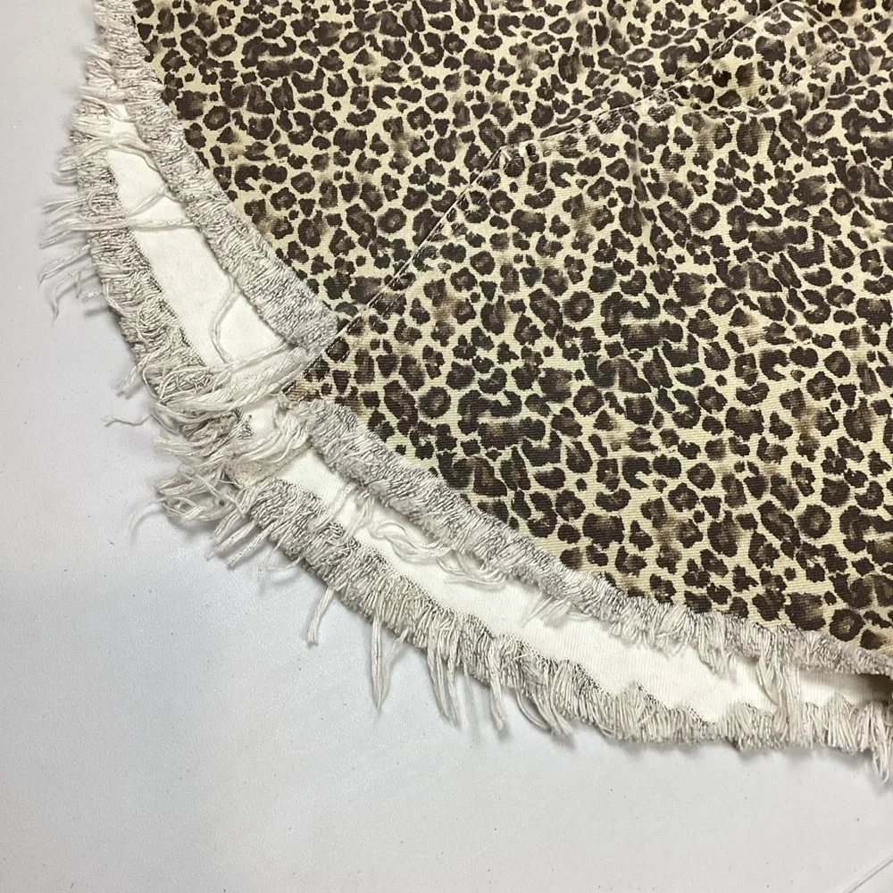 Free People Animal Print Distressed Denim Mini Skirt NEW! Retail $78